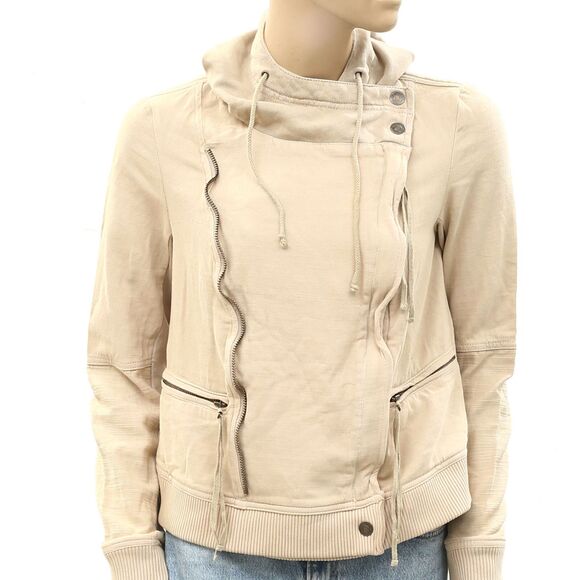 Free People We The Free Carmen Moto Jacket Top Hoodie Zip Up Solid L 273794 - Picture 7 of 10